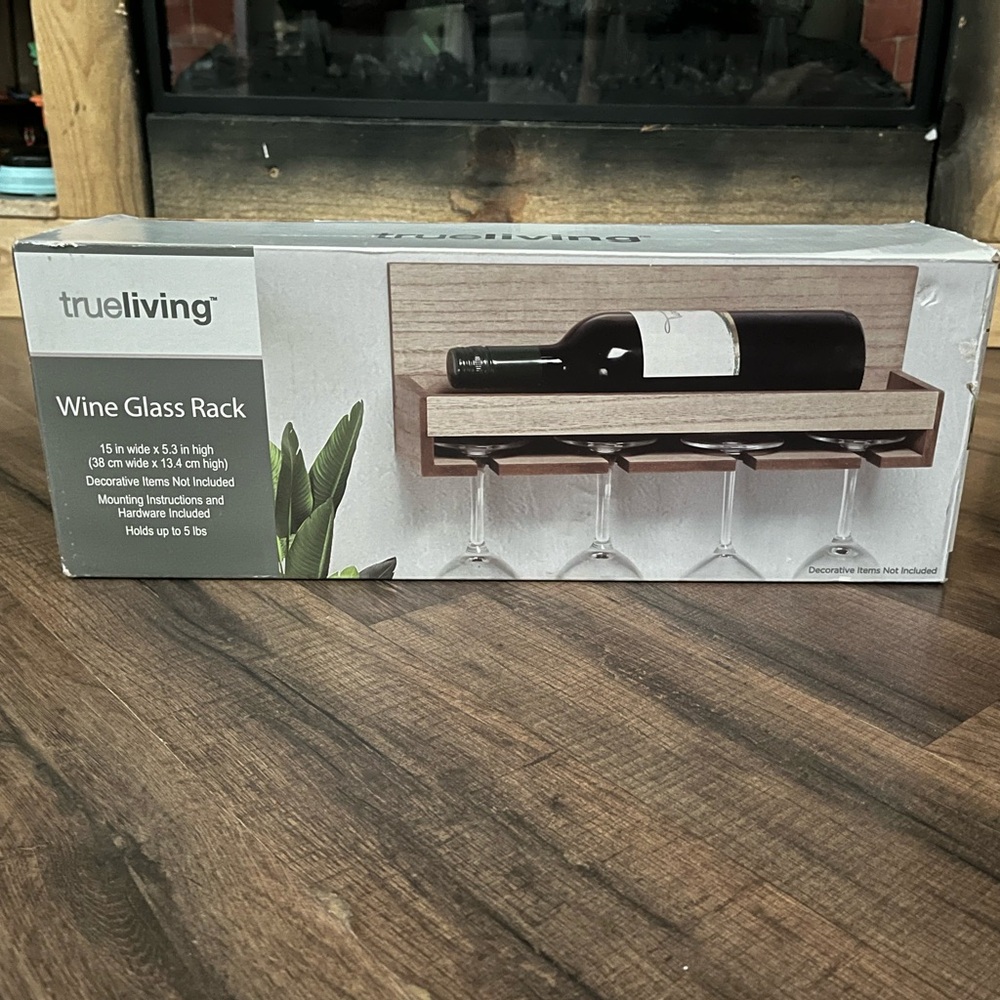 True Living Wooden style Wine Glass Rack